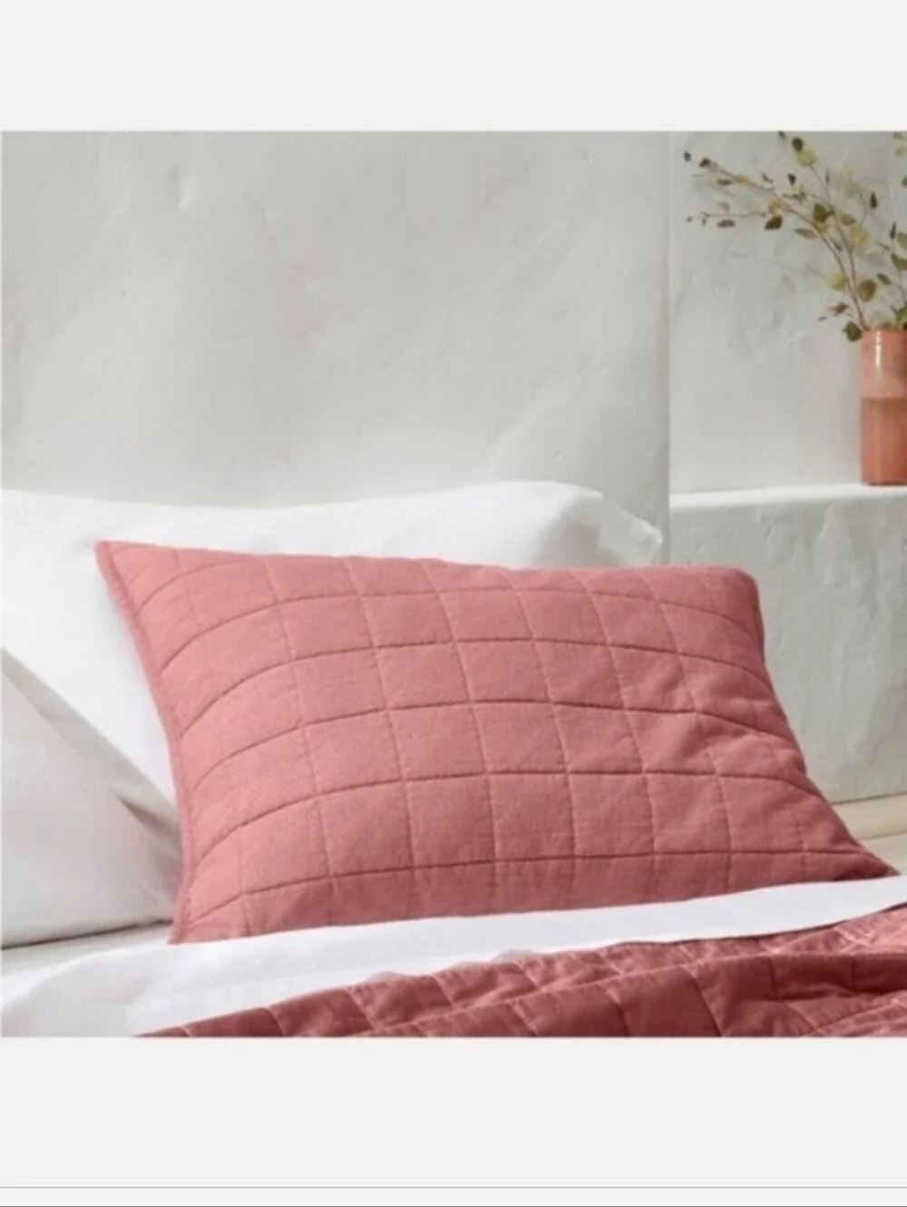 Casaluna Linen Quilted Cotton Pillow Sham in Dusty Rose Standard (1)